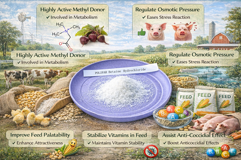 The core role of betaine in feed additives Betain'in yem katkı maddelerindeki temel rolü